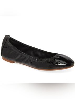 Tory Burch Eddie Ballet Flat, Size 6 in Perfect Black Patent